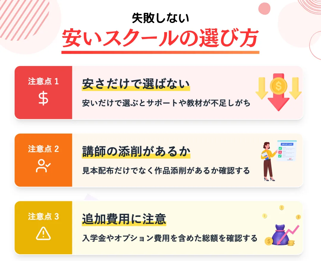 安いWEBデザインスクールを選ぶときの注意点