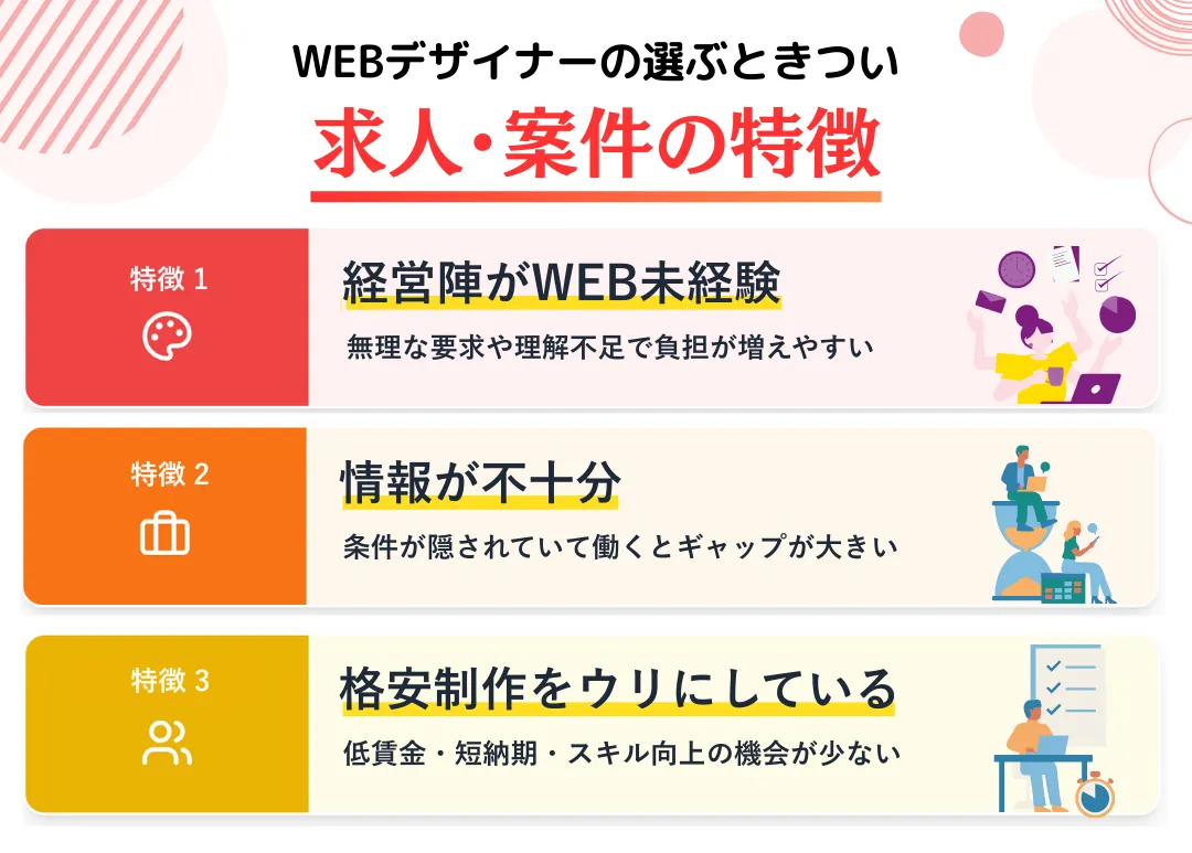 選ぶときついWEBデザイナー求人や案件の特徴
