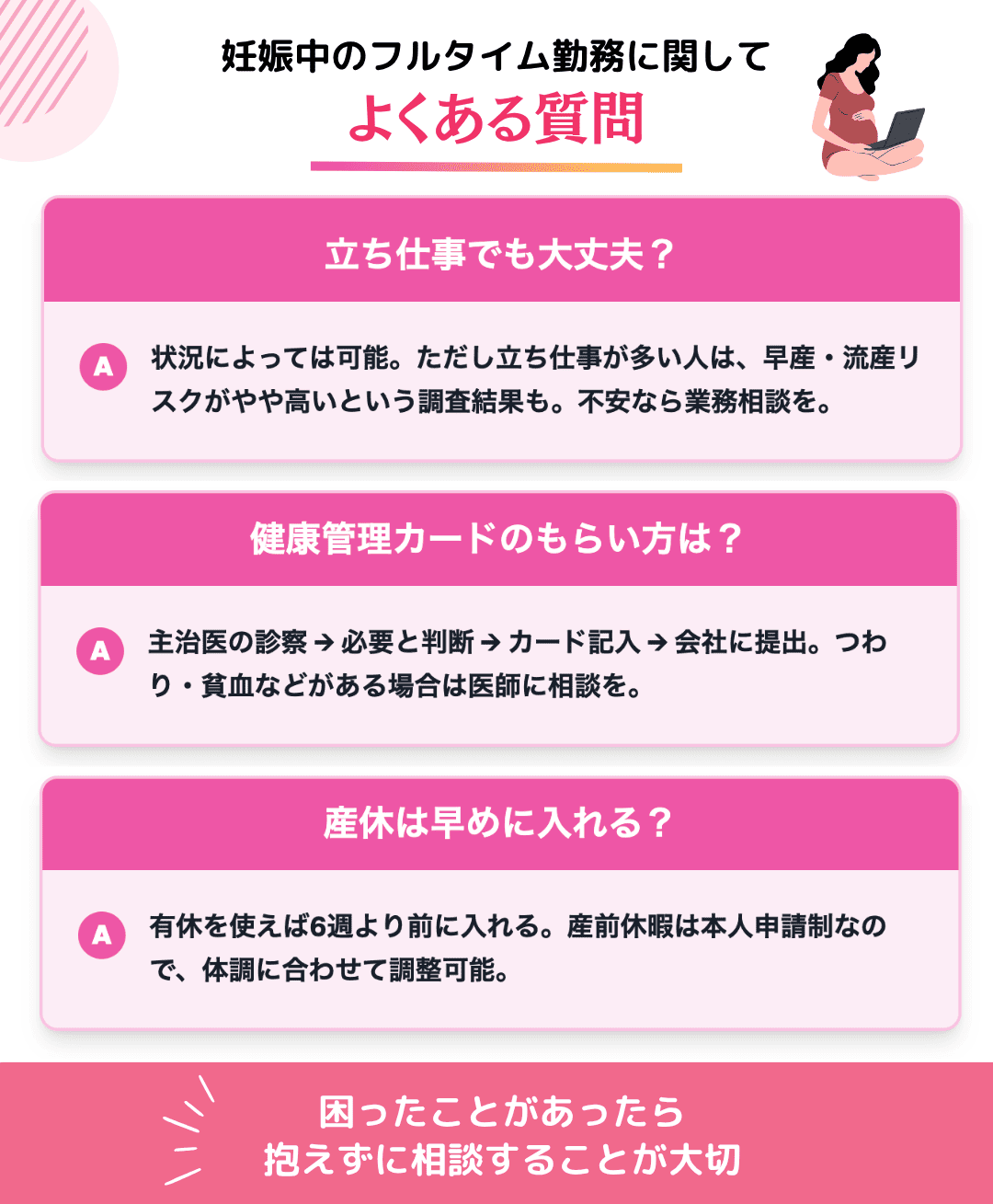 妊娠中のフルタイム勤務に関するよくある質問