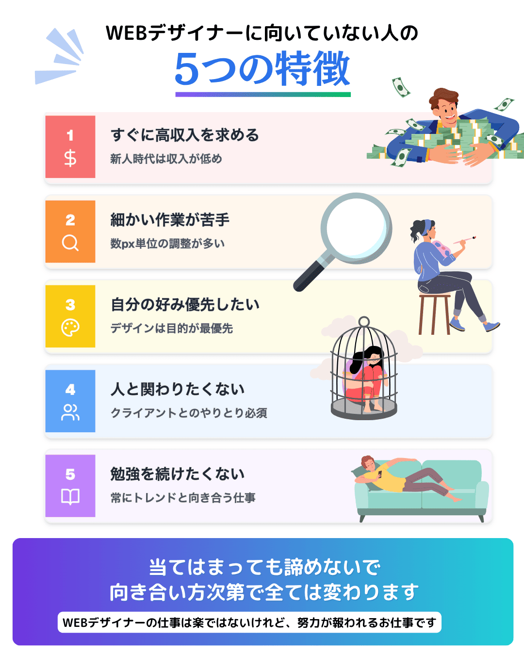 こんな人はやめとけ！WEBデザイナーに向いていない人の5つの特徴