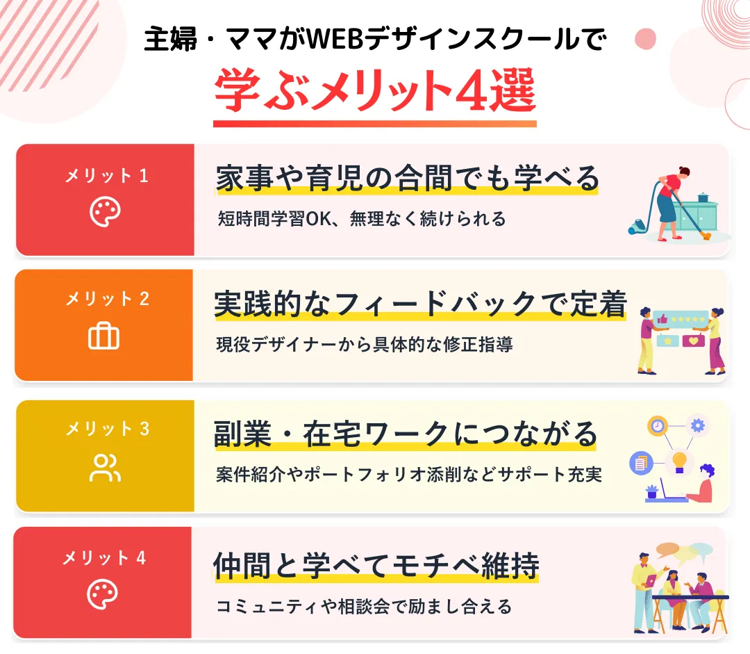 主婦・ママがWEBデザインスクールで学ぶメリット4選