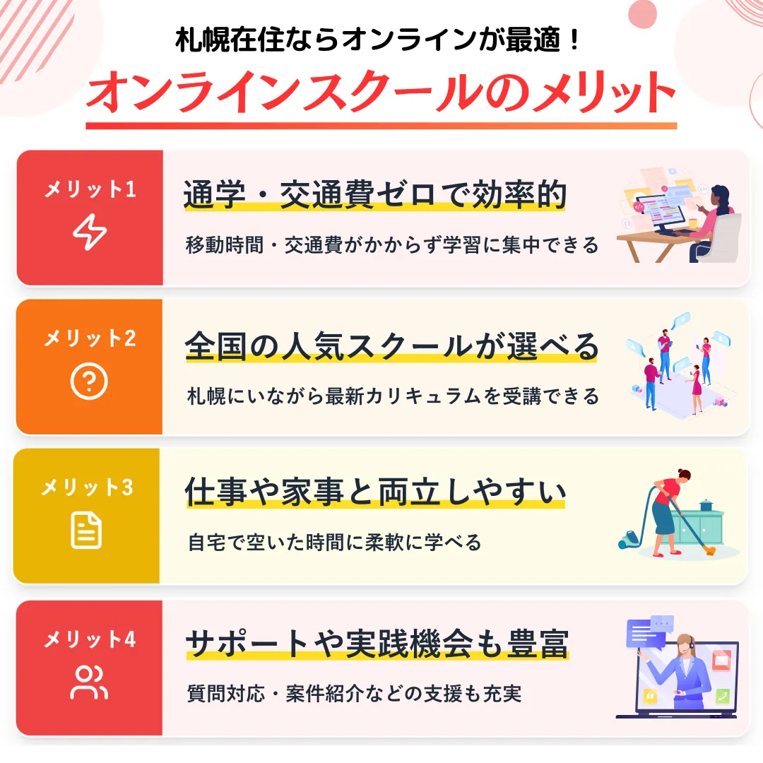 北海道・札幌在住でオンラインのWEBデザインスクールに通うメリット