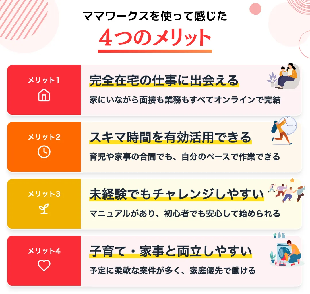  ママワークスを利用して感じたメリット