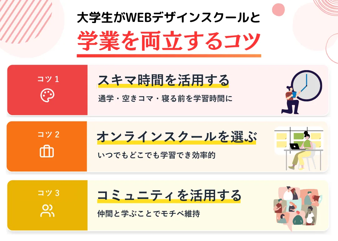 大学生がWEBデザインスクールと学業を両立するコツ