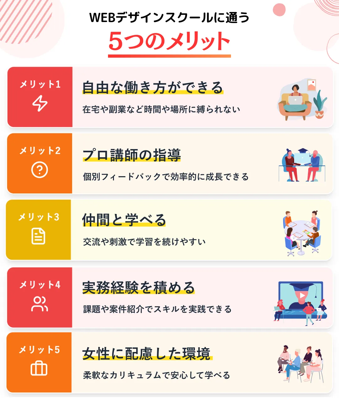 女性がWEBデザインスクールで得られる5つのメリット