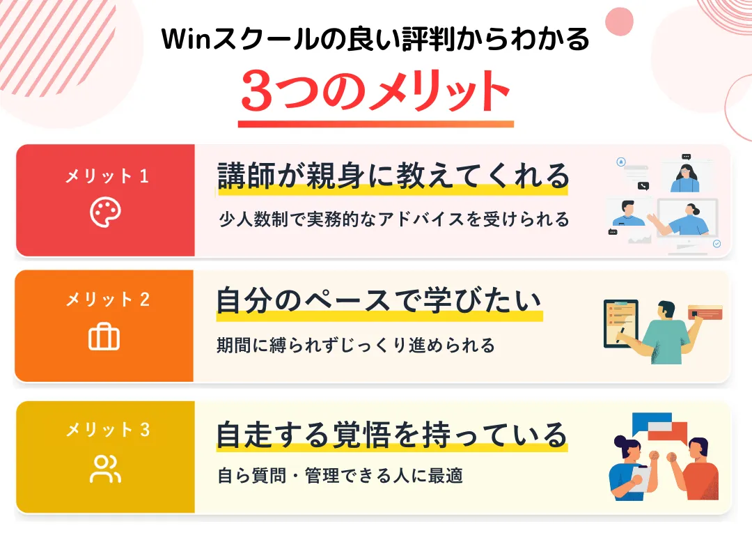 Winスクールのよい評判・口コミからわかるメリット