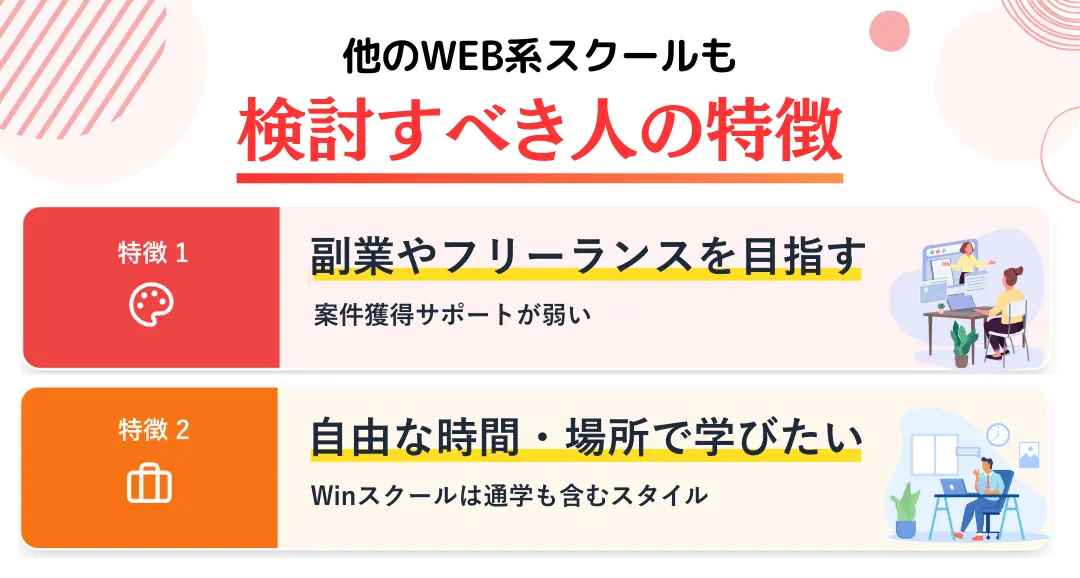 他のWEB系スクールも検討するべき人の特徴2つ