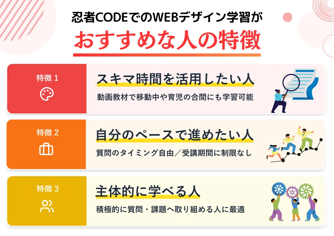 忍者CODEでのWEBデザイン学習がおすすめな人の特徴