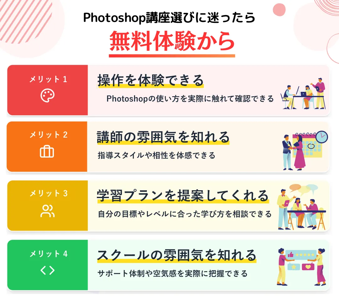 Photoshop講座選びに迷ったら、まず無料体験から試してみよう