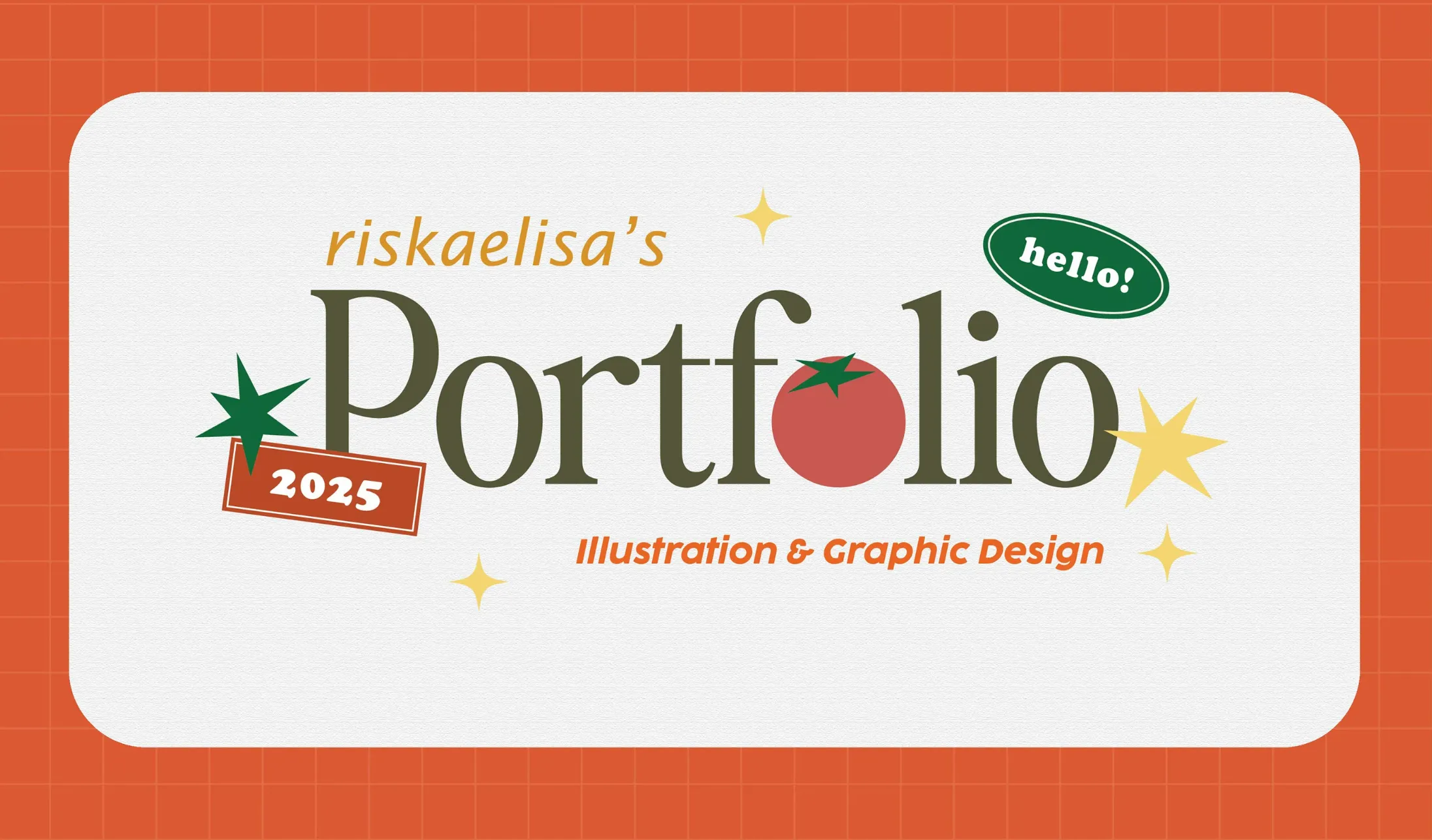 ポートフォリオ表紙例2：オレンジフレーム×ポップな装飾の表紙