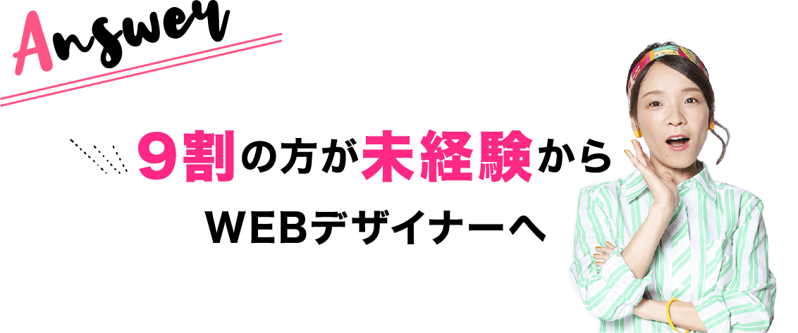 9割の方が未経験からWEBデザイナーへ